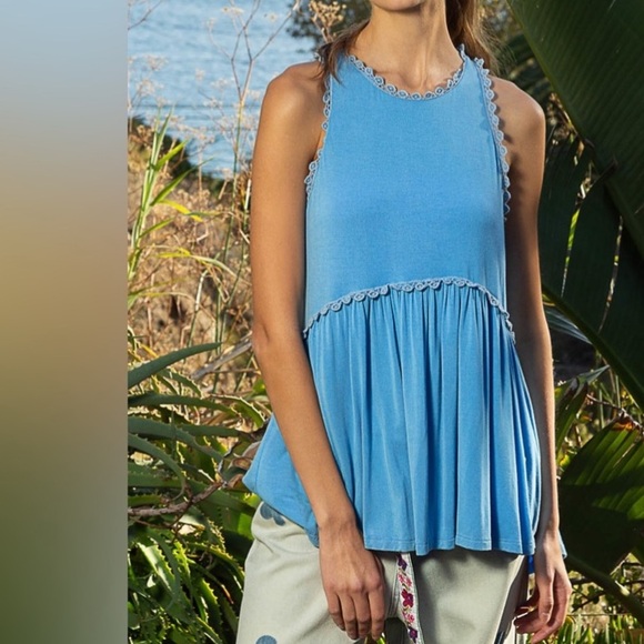 POL Tops - 770. CLEARANCE! POL Tank Top Oversize Blue Sleeveless Baby Doll Pullover